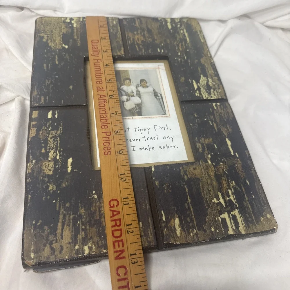 Distressed Wood Plank Picture Frame Weathered Farmhouse Shop Tipsy Decor VTG Pic